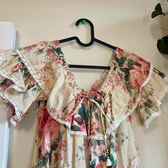 Zimmermann Laelia Frill Tier Short Dress Meadow Floral size 0 - Picture 5 of 14